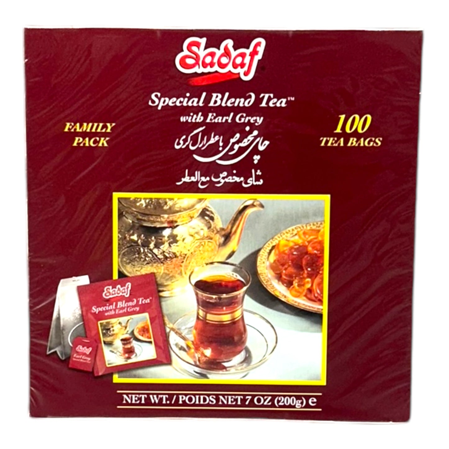 Sadaf - Special Blend Tea, Earl Grey Flavor, 100 Tea Bags, Family Pack